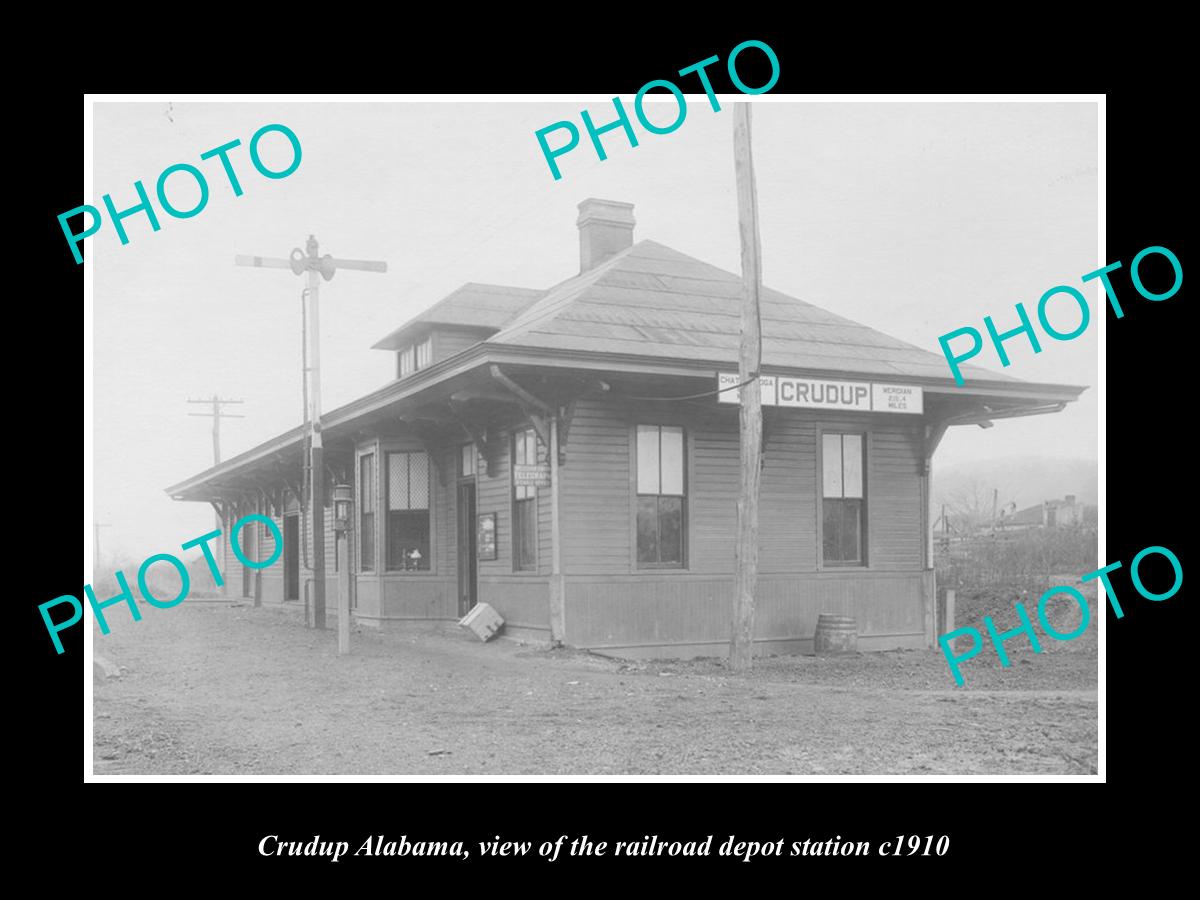 OLD LARGE HISTORIC PHOTO OF CRUDUP ALABAMA, THE RAILROAD DEPOT STATION c1910