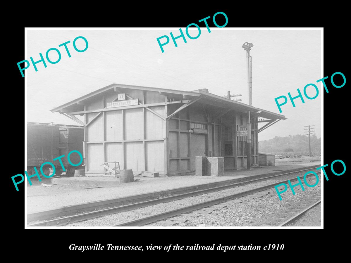 OLD LARGE HISTORIC PHOTO OF GRAYSVILLE TENNESSEE RAILROAD DEPOT STATION c1910