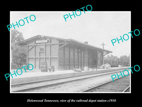 OLD LARGE HISTORIC PHOTO OF HELENWOOD TENNESSEE RAILROAD DEPOT STATION c1910