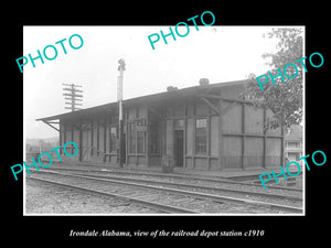 OLD LARGE HISTORIC PHOTO OF IRONDALE ALABAMA, THE RAILROAD DEPOT STATION c1910