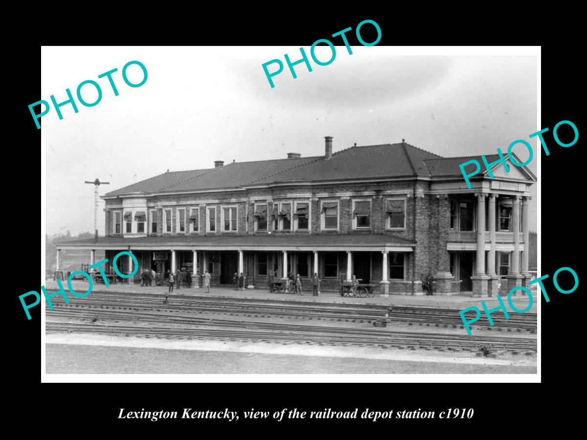 OLD LARGE HISTORIC PHOTO OF LEXINGTON KENTUCKY, THE RAILROAD DEPOT STATION c1910