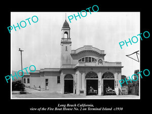 OLD HISTORIC PHOTO LONG BEACH CALIFORNIA, TERMINAL ISLAND FIRE BOAT HOUSE c1930