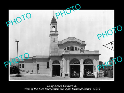 OLD HISTORIC PHOTO LONG BEACH CALIFORNIA, TERMINAL ISLAND FIRE BOAT HOUSE c1930