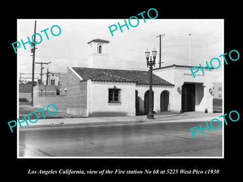 OLD LARGE HISTORIC PHOTO OF LOS ANGELES CALIFORNIA, THE No 68 FIRE STATION c1930