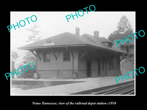 OLD LARGE HISTORIC PHOTO OF NEMO TENNESSEE, THE RAILROAD DEPOT STATION c1910