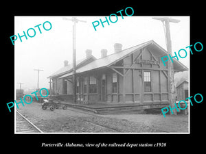 OLD LARGE HISTORIC PHOTO OF PORTERVILLE ALABAMA, THE RAILROAD DEPOT STATION 1920