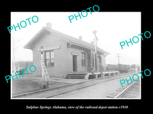 OLD LARGE HISTORIC PHOTO OF SULPHUR SPRINGS ALABAMA RAILROAD DEPOT STATION c1910