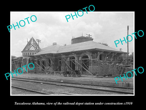 OLD LARGE HISTORIC PHOTO OF TUSCALOOSA ALABAMA RAILROAD DEPOT STATION c1910 1