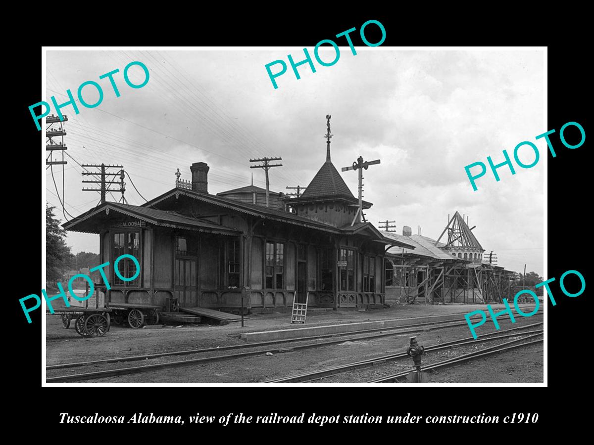 OLD LARGE HISTORIC PHOTO OF TUSCALOOSA ALABAMA RAILROAD DEPOT STATION c1910 2