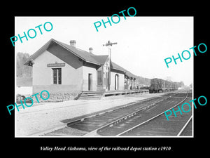 OLD LARGE HISTORIC PHOTO OF VALLEY HEAD ALABAMA RAILROAD DEPOT STATION c1910