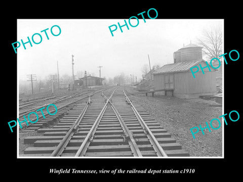 OLD LARGE HISTORIC PHOTO OF WINFIELD TENNESSEE, THE RAILROAD DEPOT STATION c1910