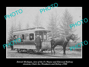 OLD LARGE HISTORIC PHOTO OF DETROIT MICHIGAN, Ft WAYNE & ELMWOOD RAILWAY c1900