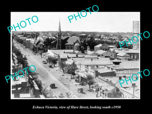 OLD LARGE HISTORIC PHOTO OF ECHUCA VICTORIA, VIEW OF HARE STREET c1950