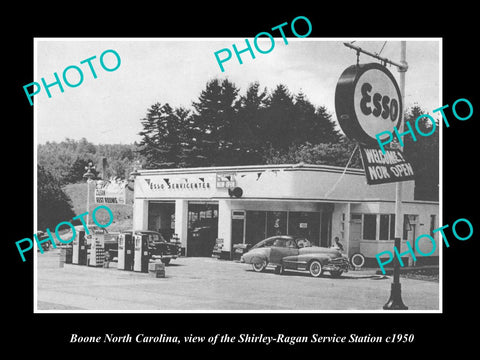 OLD LARGE HISTORIC PHOTO OF BOONE NORTH CAROLINA, THE ESSO SERVICE STATION c1950