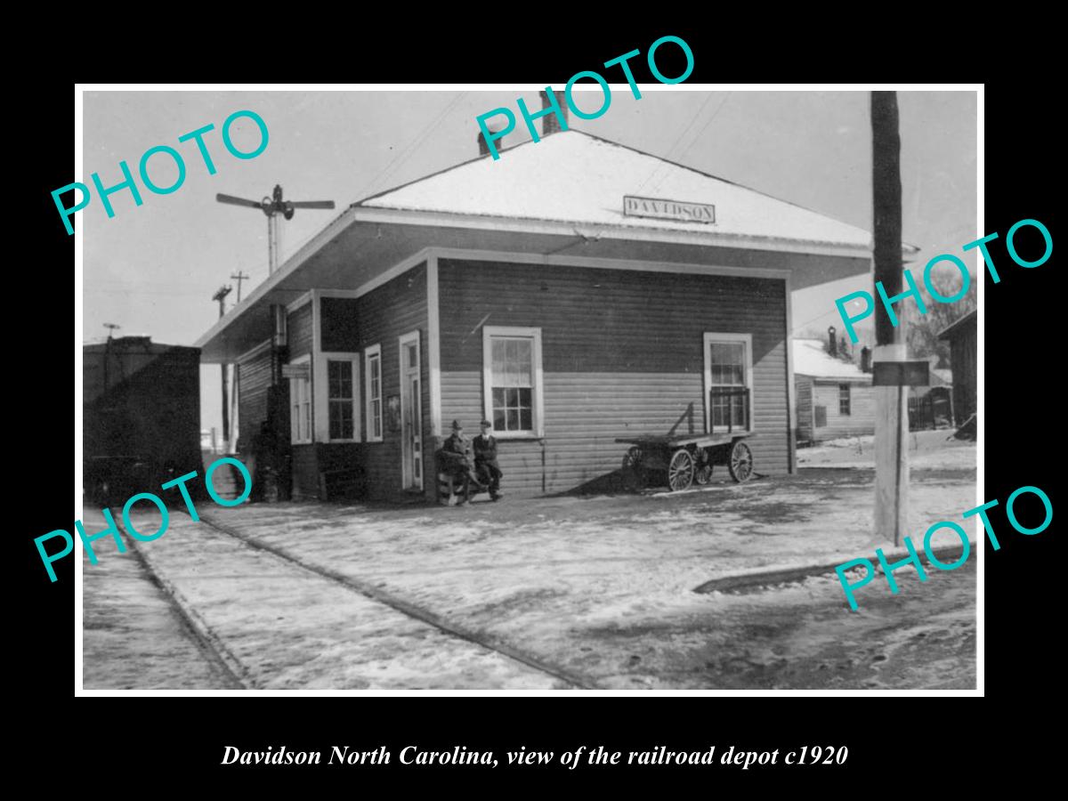 OLD LARGE HISTORIC PHOTO OF DAVIDSON NORTH CAROLINA, THE RAILROAD DEPOT c1920