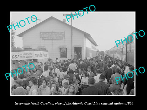 OLD LARGE HISTORIC PHOTO OF GREENVILLE NORTH CAROLINA, THE RAILROAD DEPOT c1960