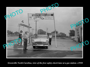 OLD LARGE HISTORIC PHOTO OF GREENVILLE NORTH CAROLINA, THE SAFETY CAR CHECK 1950