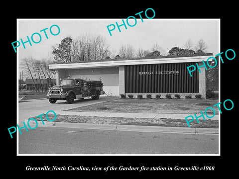 OLD LARGE HISTORIC PHOTO OF GREENVILLE NORTH CAROLINA, GARDNER FIRE STATION 1960