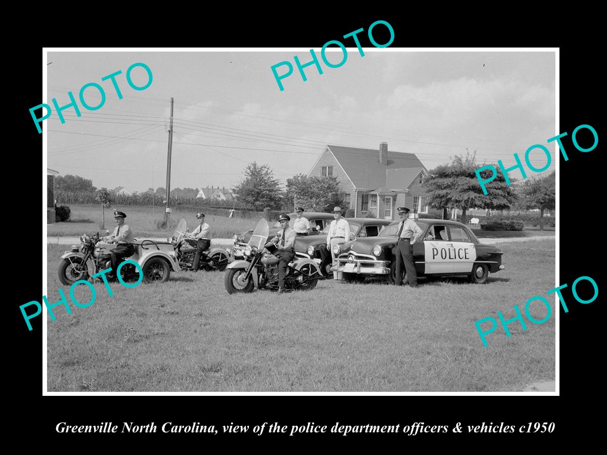 OLD LARGE HISTORIC PHOTO OF GREENVILLE NORTH CAROLINA, POLICE DEPARTMENT c1950