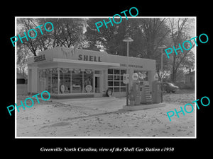 OLD LARGE HISTORIC PHOTO OF GREENVILLE NORTH CAROLINA, SHELL GAS STATION c1950