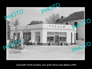 OLD LARGE HISTORIC PHOTO OF GREENVILLE NORTH CAROLINA, TEXACO GAS STATION c1950