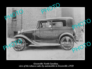 OLD LARGE HISTORIC PHOTO OF GREENVILLE NORTH CAROLINA, TOBACCO MARKET CAR c1930