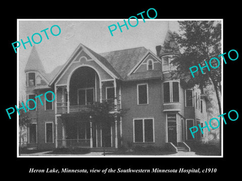 OLD LARGE HISTORIC PHOTO OF HERON LAKE MINNESOTA, THE S/W HOSPITAL c1910