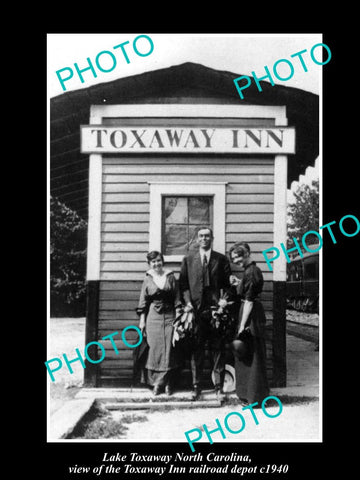 OLD LARGE HISTORIC PHOTO OF LAKE TOXAWAY NORTH CAROLINA RAILROAD DEPOT c1940 2