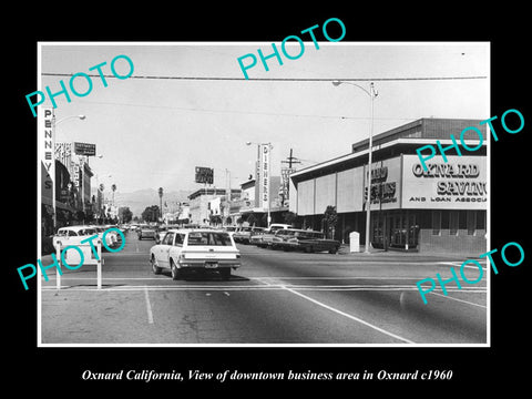 OLD LARGE HISTORIC PHOTO OF OXNARD CALIFORNIA, VIEW OF DOWNTOWN OXNARD c1960