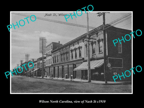 OLD LARGE HISTORIC PHOTO OF WILSON NORTH CAROLINA, VIEW OF NASH STREET c1910