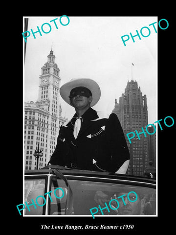 OLD HISTORIC PHOTO OF BRACE BEEMER AS THE LONE RANGER IN PARADE CAR c1950