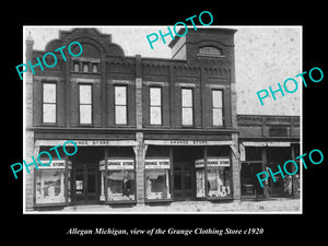 OLD LARGE HISTORIC PHOTO OF ALLEGAN MICHIGAN, THE GRANGE CLOTHING STORE c1920