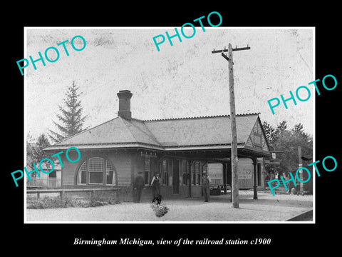 OLD LARGE HISTORIC PHOTO OF BIRMINGHAM MICHIGAN, VIEW OF RAILROAD STATION c1900