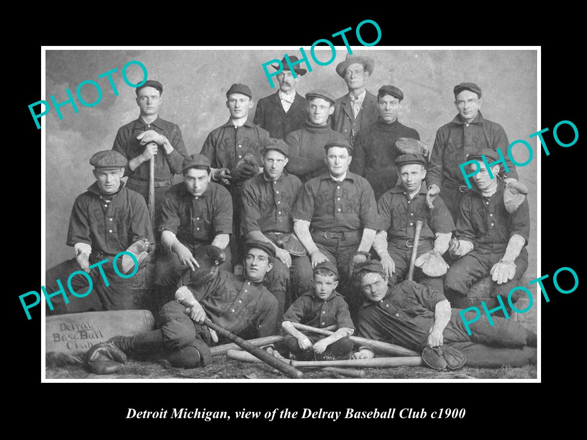 OLD LARGE HISTORIC PHOTO OF DETROIT MICHIGAN, THE DELRAY BASEBALL CLUB c1900