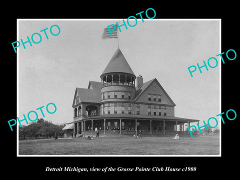 OLD LARGE HISTORIC PHOTO OF DETROIT MICHIGAN, THE GROSSE POINT CLUB HOUSE c1900