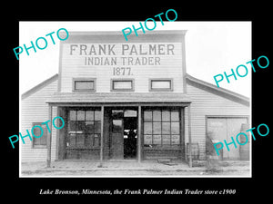 OLD LARGE HISTORIC PHOTO OF LAKE BRONSON MINNESOTA, THE INDIAN TRADER STORE 1900