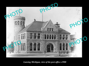 OLD LARGE HISTORIC PHOTO OF LANSING MICHIGAN, VIEW OF THE POST OFFICE c1900