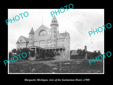 OLD LARGE HISTORIC PHOTO OF MARQUETTE MICHIGAN, VIEW OF SANITARIUM HOTEL c1900