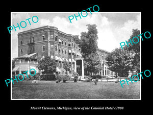 OLD LARGE HISTORIC PHOTO OF MOUNT CLEMENS MICHIGAN, THE COLONIAL HOTEL c1900