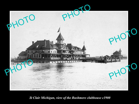 OLD LARGE HISTORIC PHOTO OF ST CLAIR MICHIGAN, THE RUSHMERE CLUBHOUSE c1900