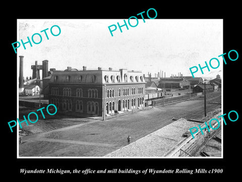 OLD LARGE HISTORIC PHOTO OF WYANDOTTE MICHIGAN, THE ROLLING MILL PLANT c1900