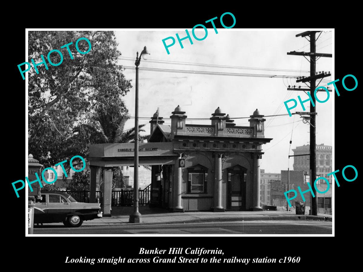 OLD LARGE HISTORIC PHOTO OF BUNKER HILL CALIFORNIA, THE RAILWAY STATION c1960