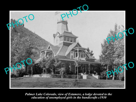 OLD LARGE HISTORIC PHOTO OF PALMER LAKE COLORADO, VIEW OF ESTAMERE LODGE c1930