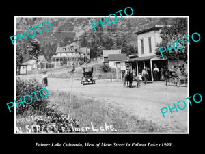 OLD LARGE HISTORIC PHOTO OF PALMER LAKE COLORADO, VIEW OF THE MAIN STREET c1900