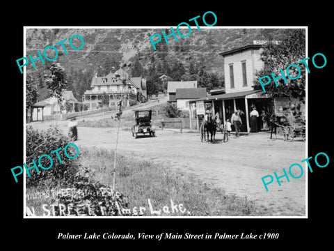 OLD LARGE HISTORIC PHOTO OF PALMER LAKE COLORADO, VIEW OF THE MAIN STREET c1900