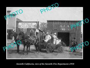 OLD LARGE HISTORIC PHOTO OF SAWTELLE CALIFORNIA, VIEW OF FIRE DEPARTMENT c1910