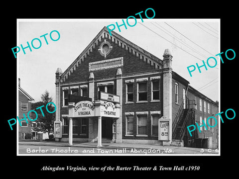 OLD LARGE HISTORIC PHOTO OF ABINGDON VIRGINIA, THE BARTER THEATER & HALL c1950