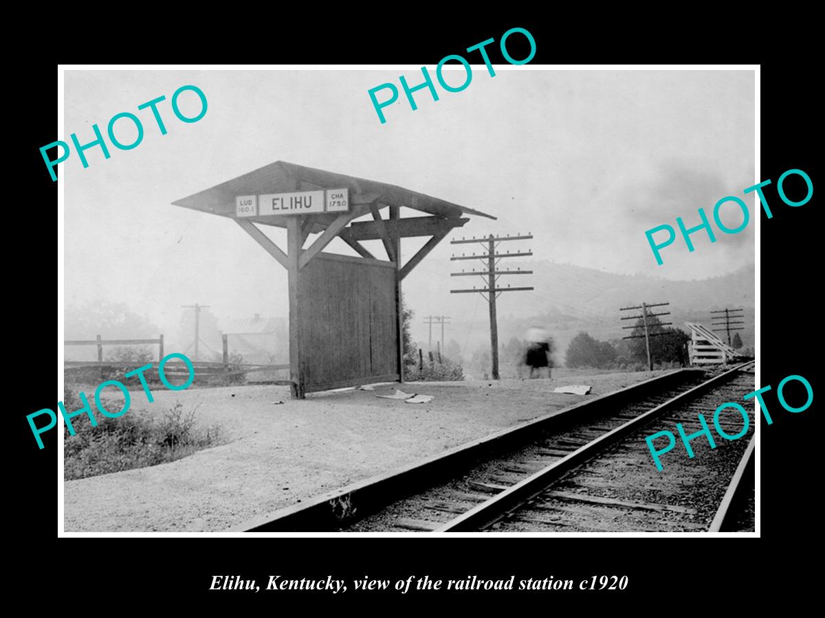 OLD LARGE HISTORIC PHOTO OF ELIHU KENTUCKY, VIEW OF THE RAILROAD DEPOT c1920