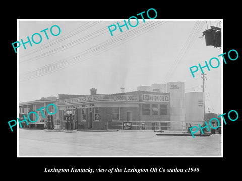 OLD LARGE HISTORIC PHOTO OF LEXINGTON KENTUCKY, THE LEXINGTON OIL STATION c1940