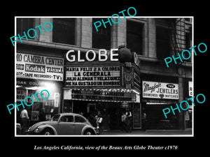 OLD LARGE HISTORIC PHOTO OF LOS ANGELES CALIFORNIA, VIEW OF GLOBE THEATER c1970